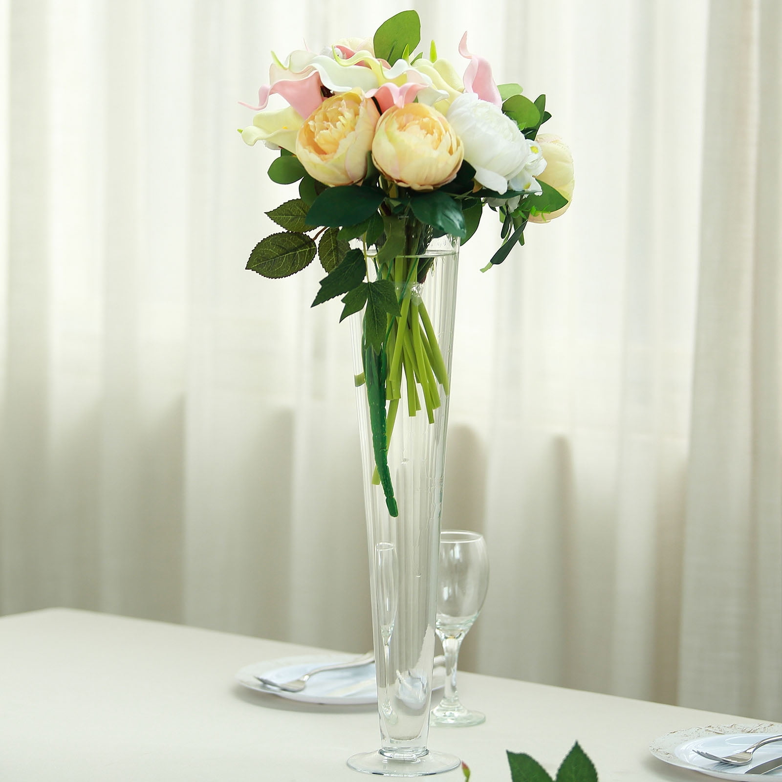 Clear Reversible Trumpet Floral Vase Wedding Centerpiece 