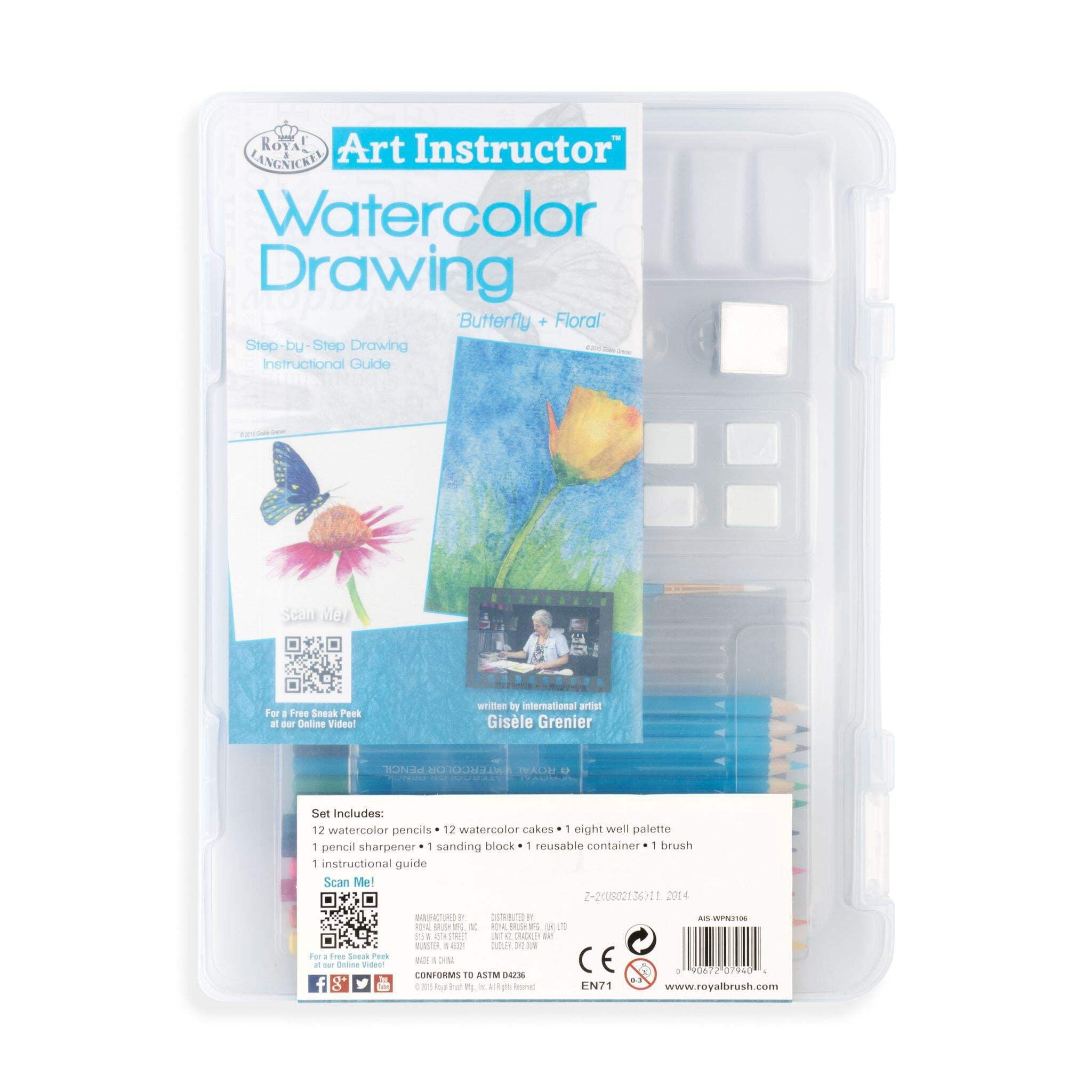 Royal & Langnickel Art Instructor™ - 30pc Small Watercolor Drawing Art Set with Clear Case