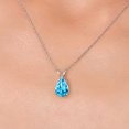 thumbnail image 3 of Gem Stone King 14K White Gold Swiss Blue Topaz Pendant Necklace for Women | 2.27 Cttw | Gemstone November Birthstone | Pear Shape 10X7MM | With 18 inch Chain, 3 of 6