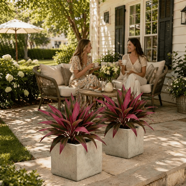 4Pcs Artificial Cordyline Fruticosa Logs Tropcial Plant 21.6in Fake Dracaena Tree for Indoor Outdoor Office Home Living Room Patio Greenery Porch Decor
