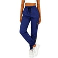 thumbnail image 4 of Simua Women's Solid Color Waffle Knit Jogger Pants - 48%Polyester 38%Rayon 11%Cotton 3%Spandex Elastic Waist Multi Pockets Cuffed Casual Long Trousers (Sizes S, M, L, XL, XXL), 4 of 8