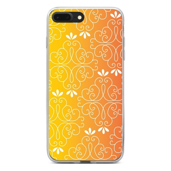 DistinctInk Clear Shockproof Hybrid Case for iPhone 7 PLUS / 8 PLUS (5.5" Screen) - TPU Bumper, Acrylic Back, Tempered Glass Screen Protector - Yellow Orange Red Gradient