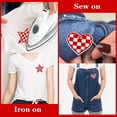 thumbnail image 3 of Ensemble de 16 Pcs Cœur&Étoile Western à Carreaux Rouges Brodés Thermocollants, Contient 8 Écussons Cœur et 8 Écussons Étoile, Appliqués à Coudre Brodés Rouges pour Jeans, Chapeau, Robe, 3 of 6