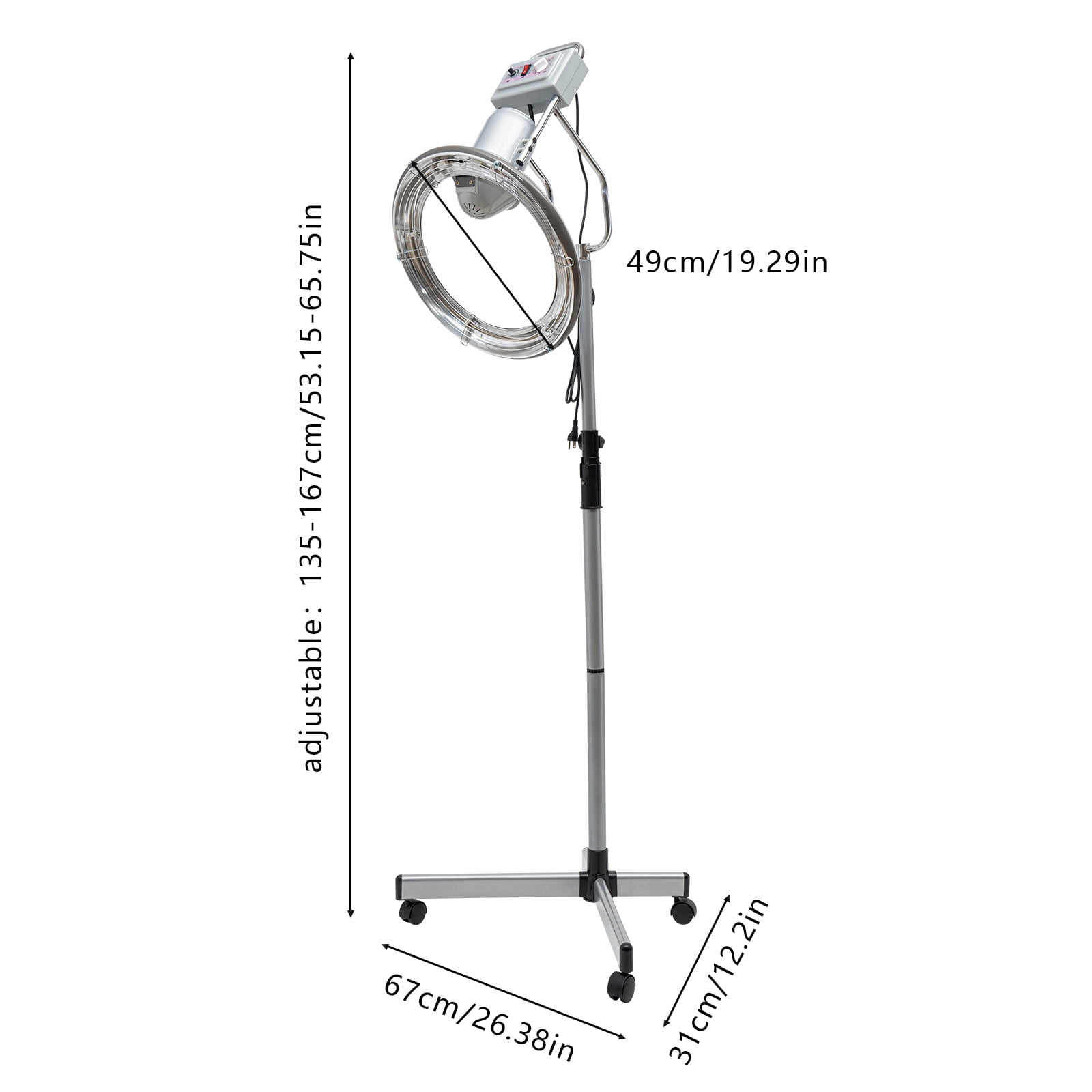 Peakora Adjustable Height Hair Styling Equipment - 360° Rotating Hair Dryer with Timer & Heat Settings for Salon & Home Use