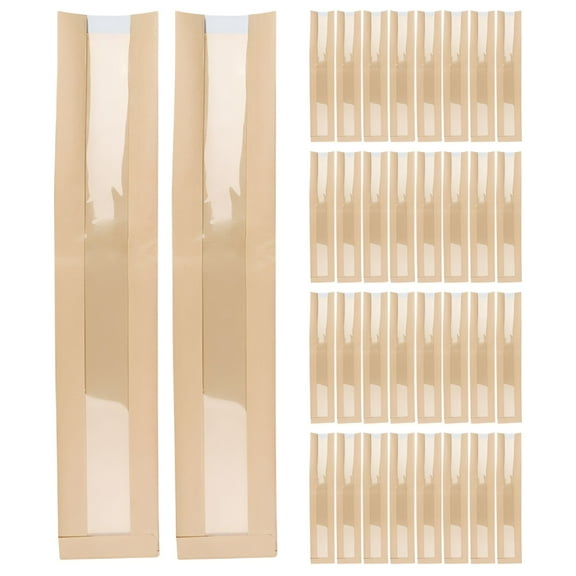 CCOCC 50Pcs Bread Packing Bags Paper Bread Bag with Window Loaf Bread Storage Bags Bakery Bread Bags