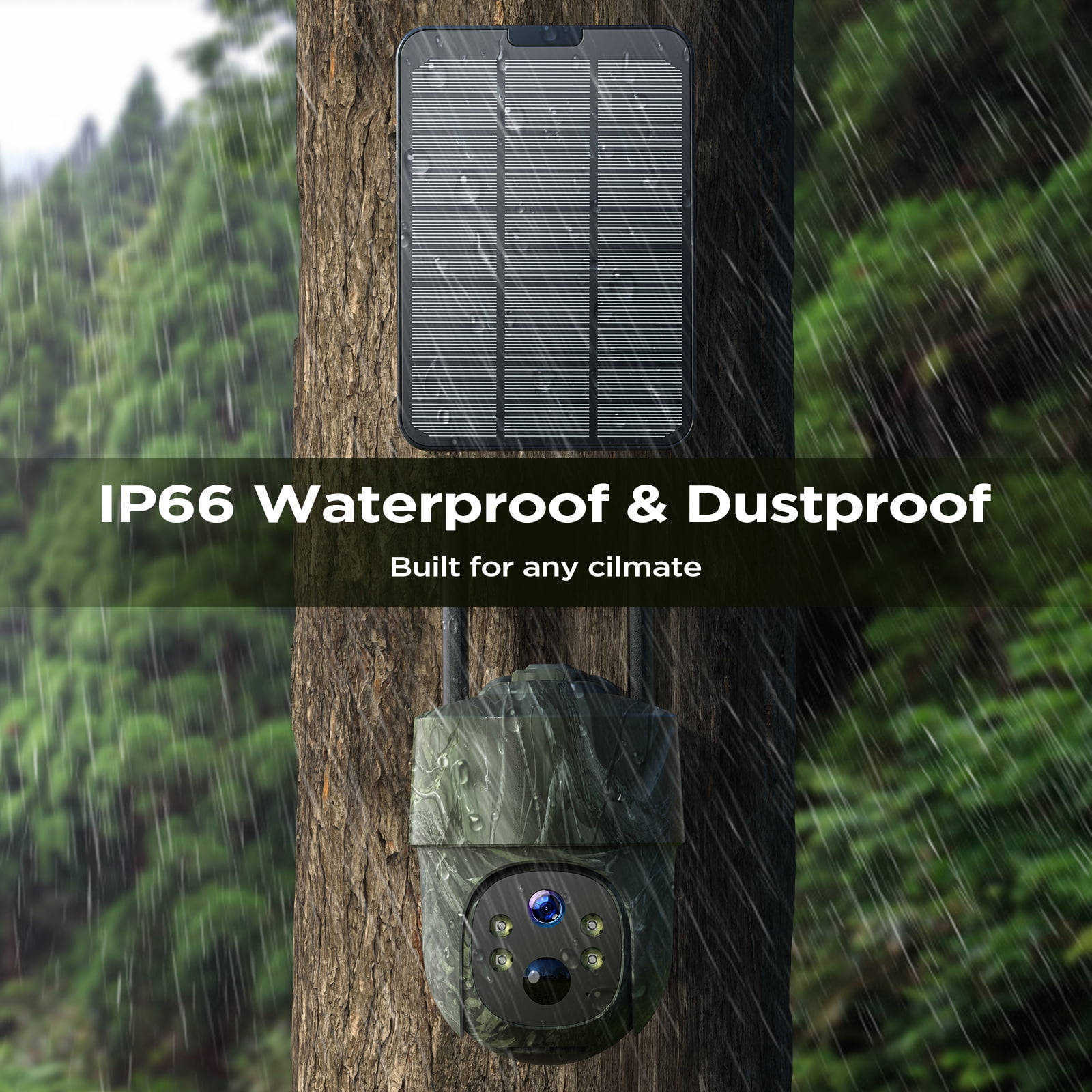 CAMPARK 4G LTE Cellular Solar Trail Camera with SIM Card, No WiFi Hunting Game Camera, 360° PTZ View, 1080P Color Night Vision Waterproof PIR Motion Sensor 2 Way Audio Wildlife Security Camera