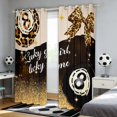thumbnail image 2 of Manfei Girls Billiards Blackout Curtains, Lucky Girl Lucky Me Print Window Curtains Pack of 2 (38x45 Each), Black Gold Beige, 2 of 5