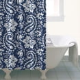 thumbnail image 4 of Blue Pioneer Flower and Paisley Pattern Shower Curtain 36"x72" ,Bathroom Decorative Shower Curtains Set with 12 Hooks,Modern Waterproof Washable Shower Curtain, 4 of 6