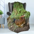 thumbnail image 4 of Hen and Chicks Soft Flannel Fleece Blanket, Domestic Animal Mother Chicken on Her Babies with Herbs Blurred Background, Cozy Plush for Indoor and Outdoor Use, 50" x 70", Multicolor, by Ambesonne, 4 of 5