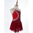thumbnail image 4 of MSEMIS Kids Girls Shiny Ballet Dress Figure Ice Skating Dresses Lyrical Dancewear 6-14 Red 8, 4 of 7