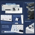 thumbnail image 6 of AULA F99 PRO Wireless Mechanical Gaming Keyboard, 95% Layout, Hot Swappable Creamy Switches, Tri-Mode BT5.0/2.4GHz/Type-C, RGB Backlit with Multifunctional Knob, 8000mAh Battery - Blue/White, 6 of 9