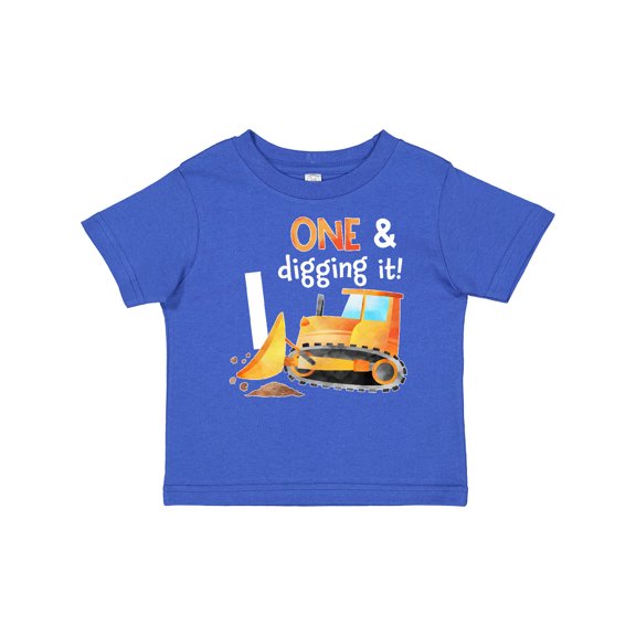 Inktastic One and Digging It Bulldozer 1st Birthday Boys or Girls Baby T-Shirt