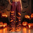 thumbnail image 5 of Edvintorg Comfy Pants Women Halloween Printed Loose Wide Leg Trouser Elastic Waisted Casual Pant with Drawstring Women Clothing Wine S-2XL, 5 of 8