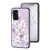 Dteck Flower Pattern Case for Samsung Galaxy A16 5G, Samsung A16 5G Case with Built-in 360 Rotatable Ring Holder Kickstand Slim Shockproof Bumper Phone Case Cover for Samsung Galaxy A16 5G,Purple