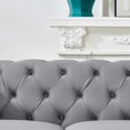 thumbnail image 5 of 67" Chesterfield Loveseat with Wood Legs and Nailhead Armrest, Velvet Upholstered Couch with Crystal Buckles Backrest, Tufted Mid Century Modern Cloud Sofa for Living Room, Bedroom, Apartment, Grey, 5 of 7