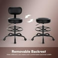 thumbnail image 5 of Drafting Chair with Back, Adjustable Foot Rest Rolling Stool, Multi-Purpose Office Desk Chair, Thick Seat Cushion for Home Bar Kitchen Shop -All Black, 5 of 18