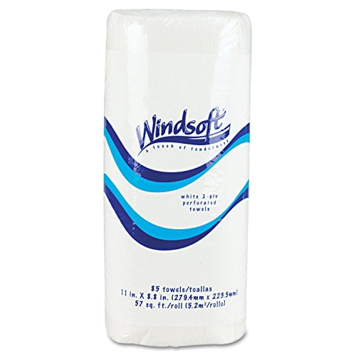 Windsoft 122085CTB 11 in. x 8.5 in. 2-Ply Kitchen Roll Towels - White (85/Roll, 30 Rolls/Carton)