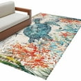 thumbnail image 2 of 4x6 Area Rugs, Sea Turtle Coastal Non-Skid Rubber Backing Large Rectangle Rugs - Living Room Bedroom Home Office, Vintage Beach Coral Starfish Nautical Indoor Floor Mat Carpets Washable Rug, 2 of 9