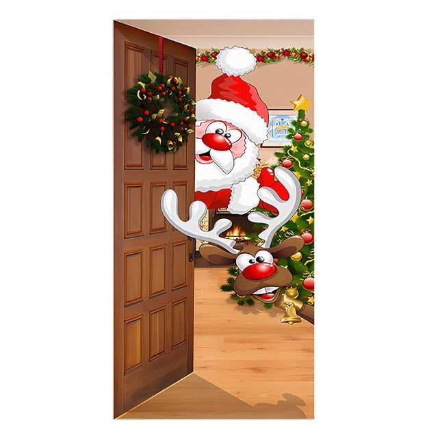 Bewildely Reno de fiesta para colgar en la puerta de Navidad, elástico, caprichoso, decoraciones para fiestas navideñas, suministros para Kits de decoración para fiestas SDMT023 200*90cm