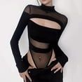 thumbnail image 4 of SRZYMJ Women Streetwear Hollow Out Outfits Long Sleeve Cutout Bodysuit Rave Outfit Jumpsuit, 4 of 8