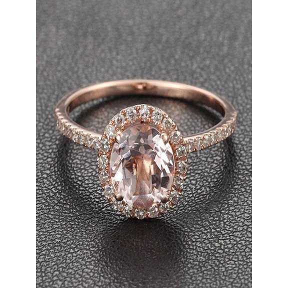 Limited Time Sale Antique 1.25 carat Morganite and Diamond Halo Engagement Ring in 10k Rose Gold for Women