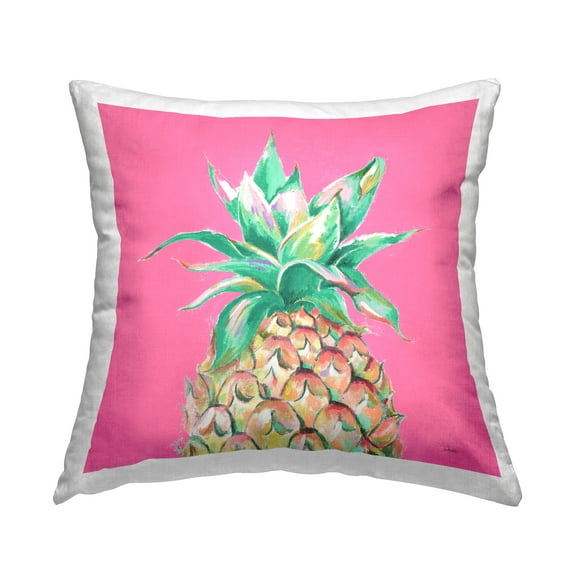 Stupell Industries Pineapple on Pink Decorative Printed Throw Pillow Design by Patricia Pinto.