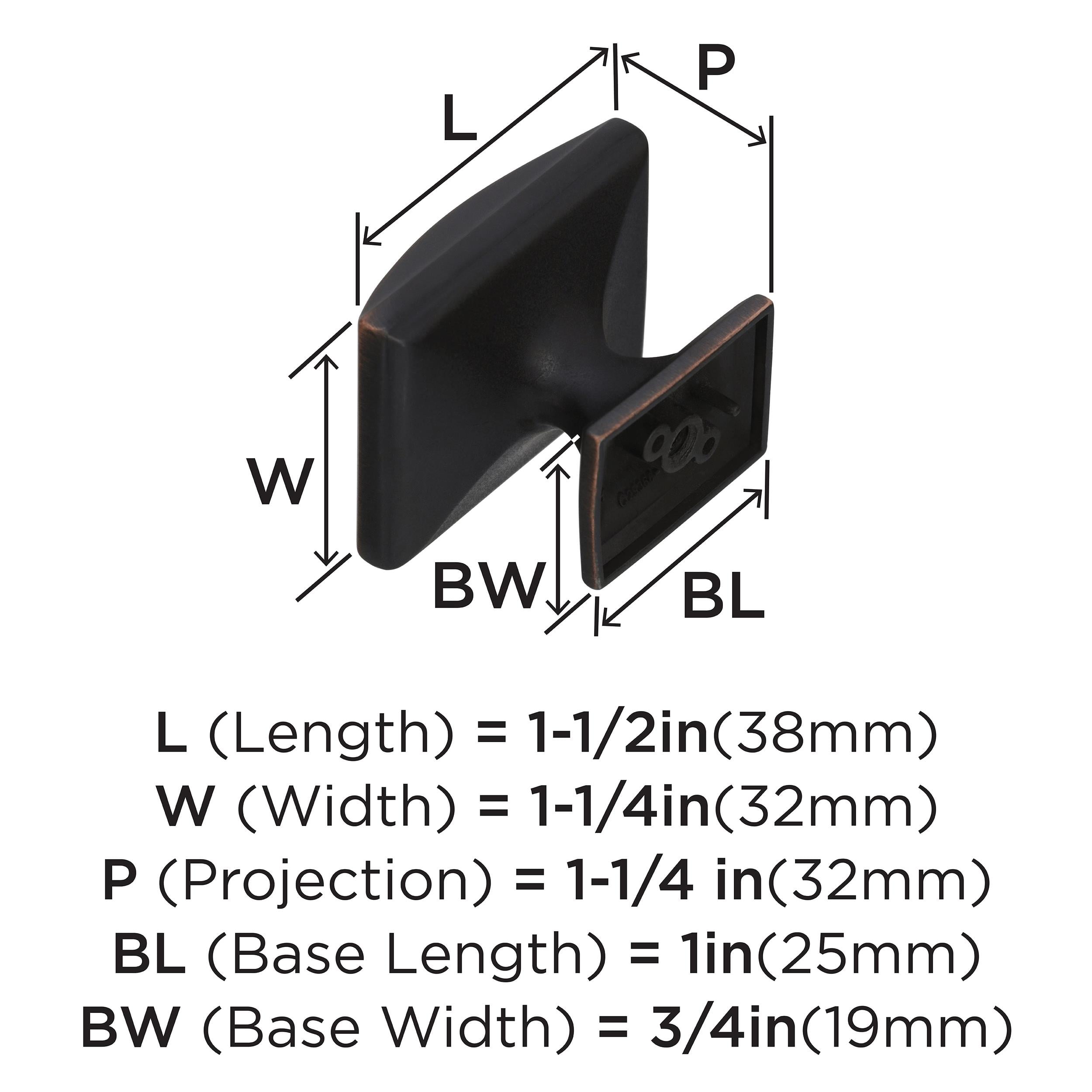 Amerock Candler 1-1/2 inch (38mm) Length Oil-Rubbed Bronze Cabinet Knob, 5 Pack