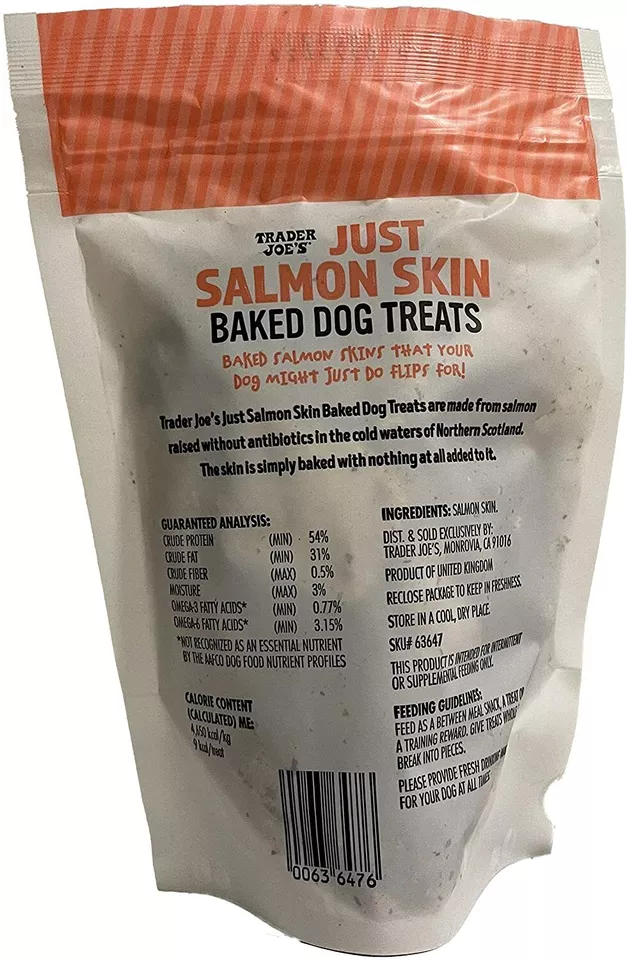 4 Packs Trader Joe's Just Salmon Skin Baked Dog Treats 2 oz Each Pack, Total 8oz