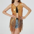 thumbnail image 2 of APEXFWDT Sequin Fringe Vest Jackets for Women Sparkly Shiny Glitter Tops Cowgirl Disco Tassel Cardigan Sleeveless Western Outfit Coffee M, 2 of 3