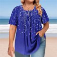 thumbnail image 2 of Cinvoph T-Shirts d'Été Grande Taille pour Femmes Col Rond Imprimé Manches Courtes Hauts Décontractés Blouses de Bureau Amples, 2 of 6