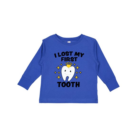 Inktastic I Lost My First Tooth with Cute Tooth and Sparkles Boys or Girls Long Sleeve Toddler T-Shirt
