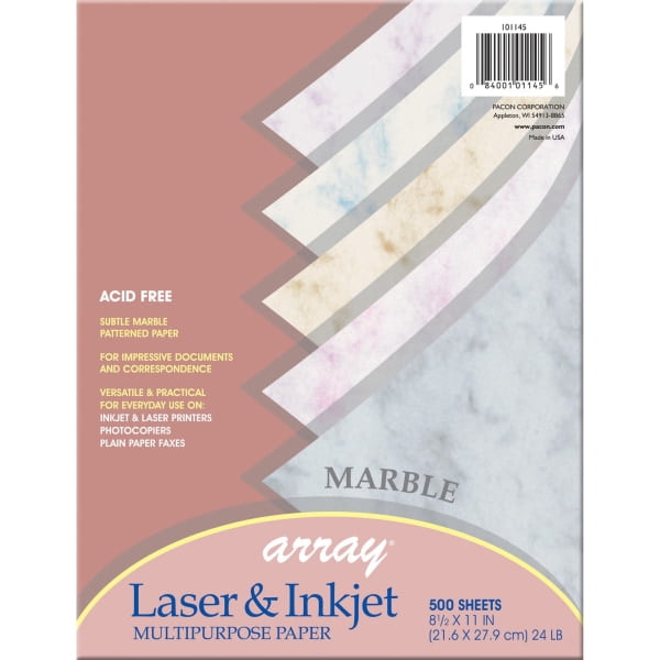 Pacon® Bond Paper, Letter Size (8 1/2" x 11"), 24 Lb, Assorted Marble