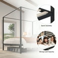 Dextrus King Size Black Canopy Bed Frame with Headboard, Mattress