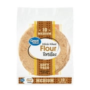 Great Value Whole Wheat Soft Taco Flour Tortillas, 16 oz, 10 Count