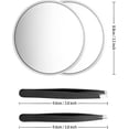 thumbnail image 3 of Wattne Magnifying Mirror and Tweezers Kit, 10X & 20X Magnifying Makeup Mirrors with 2 Suction Cups, Portable Magnifier Travel Set for Eyebrow Tweezing, Blackhead Blemish Removal, 3.5 Inch (Mirror), 3 of 6