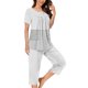 thumbnail image 1 of Sexy Pijama Conjunto para las Mujeres, Cuello Redondo Blusa de Manga Corta Y Pantalones, Traje de Moda Casual, 1 of 9