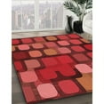 thumbnail image 3 of Ahgly Company Machine Washable Indoor Round Transitional Grapefruit Red Area Rugs, 4' Round, 3 of 7