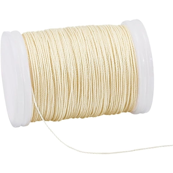 0.5mm Waxed Cord 131 Yards Waxed Beading String Polyester Threads Wax Cord Twine for Bracelet Necklaces Dreamcatcher Jewelry (White)