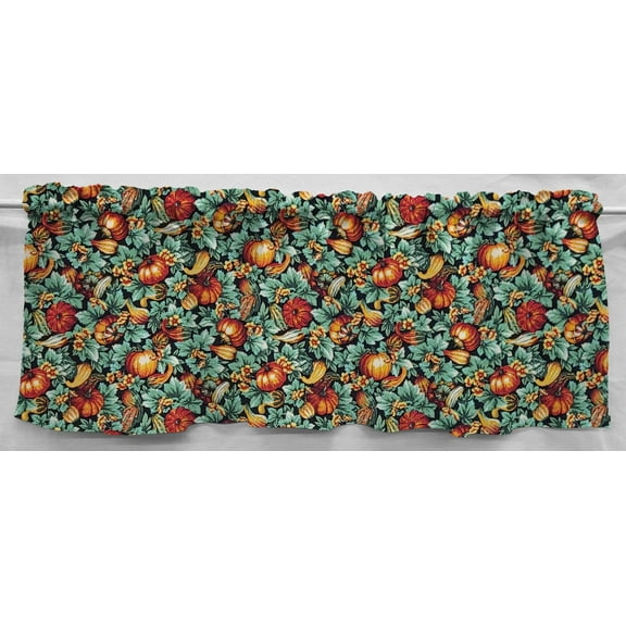 Pumpkins & Gourds Curtain Panels by Penny's Needful Things (Set of 2) 24 Inch Long LINED (Small Pumpkins & Gourds)