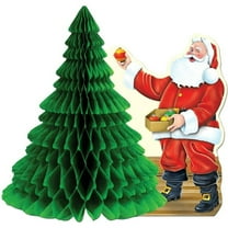 PMU Christmas Santa in the Tree 1pc Tissue Table Centerpiece 11 Inch Perfect Christmas Party Décor