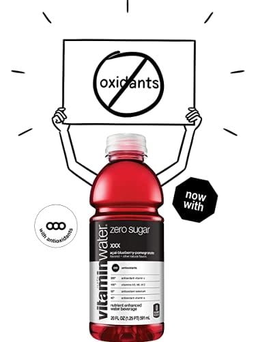 Vitamin Water Zero, Acai-Blueberry-Pomegranate - XXX, 20oz Bottle Pack of 6, Total of 120 Oz