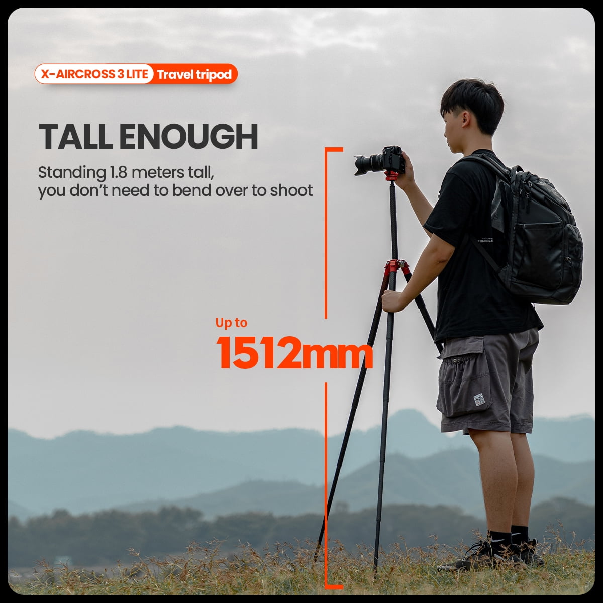 Fotopro 60" Carbon Fiber Tripod with Ball Head, 1.7 lbs Ultralight Travel Tripod for Camera DSLR, Max Load 22lbs,  X-Aircross 3 Lite, Slate Gray