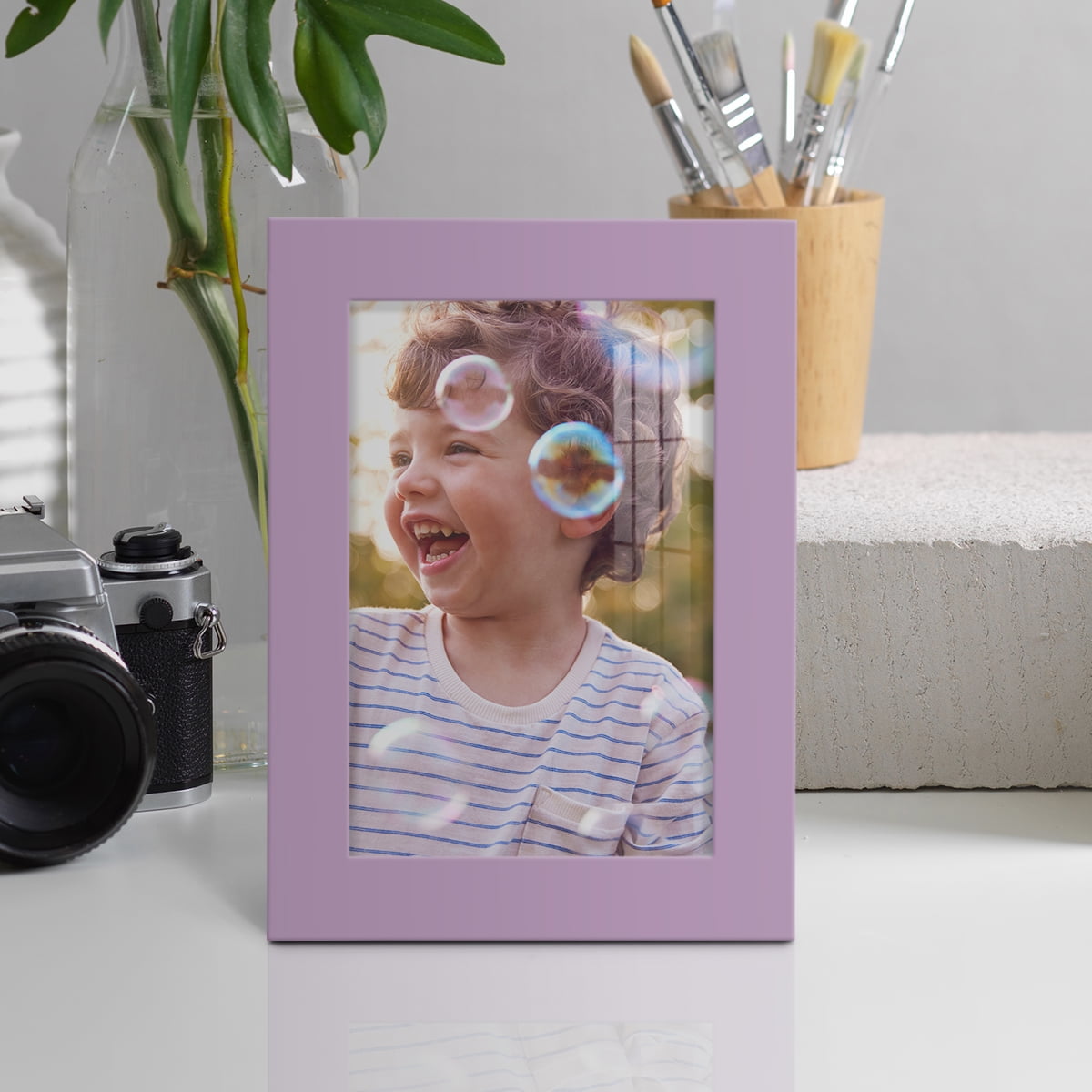 Modern Real Wood 5x7 inch Picture Frame in Violet