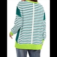 thumbnail image 4 of Sudadera Informal de Larga con Cuello Redondo y Rayas de Color Block para Mujer. Verde M, 4 of 5