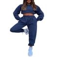 thumbnail image 3 of Femmes Sweat-Shirt Ensemble Manches Longues Col Rond Pantalons de Survêtement Ensemble Solide Activewear Set, 3 of 6