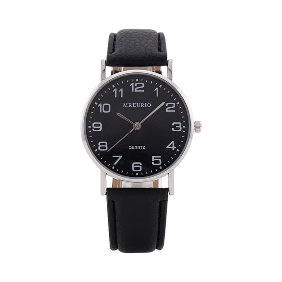 Men Watches Simple Business Analog Alloy Vintage Quartz Watch Arabic Number Strap Minimal Round Dial Classic Black Leather Strap
