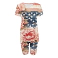 thumbnail image 4 of Pounoo Women's 2 Piece Outfits Knit Sets Independence Day Style Lightweight Breathable V Neck Short Sleeve Floral Print Top And Biker Shorts Gift, 4 of 6