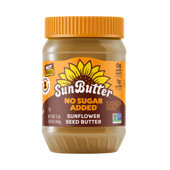 SunButter No Sugar Added Sunflower Seed Butter 16 oz Jar