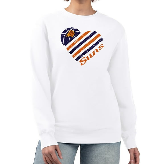 Women's G-III 4Her by Carl Banks  White Phoenix Suns Heart Graphic Fleece Pullover Sweatshirt