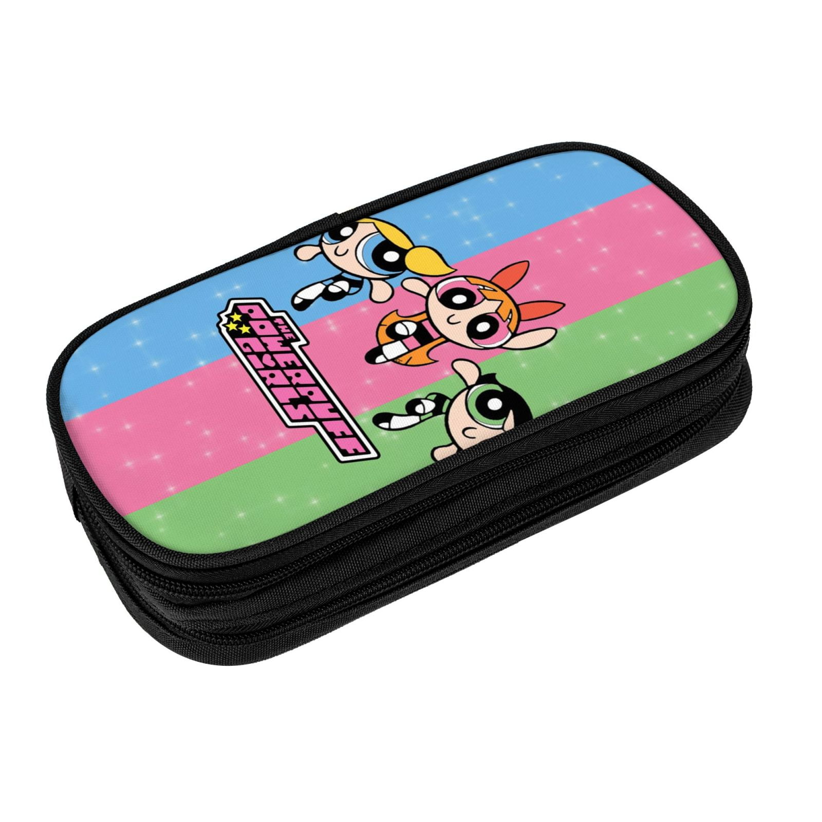 The Powerpuff Gi-rls Pencil Case Large Capacity Pencil Pouch Penbag Office Stationery Organizer Travel Makeup Bag Black